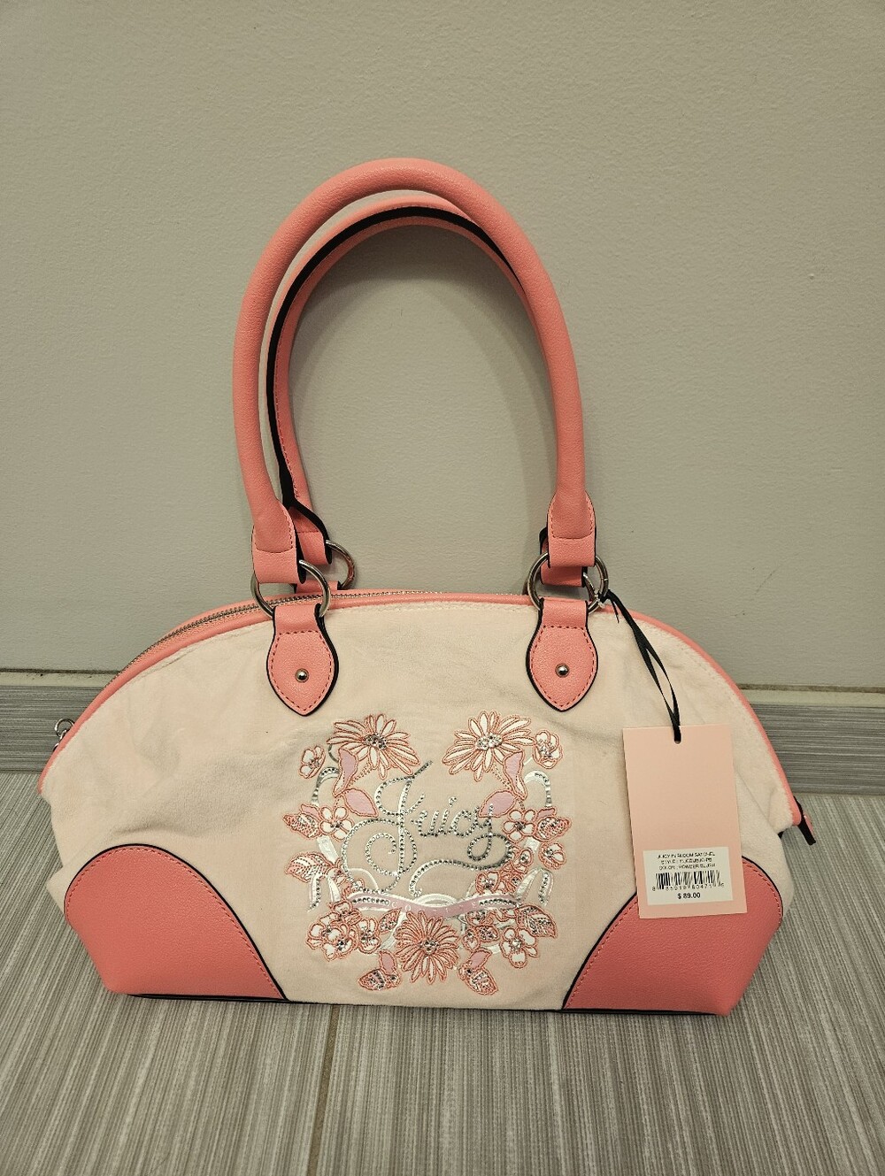 NEW Juicy Couture Satchel - Powder Blush color w Rhinestones